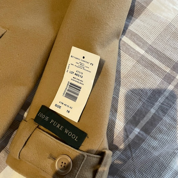 Harve Benard Vintage Winter Womens Tan Camel Alpaca Wool Long Trench Coat Sz 16 - Picture 3 of 4